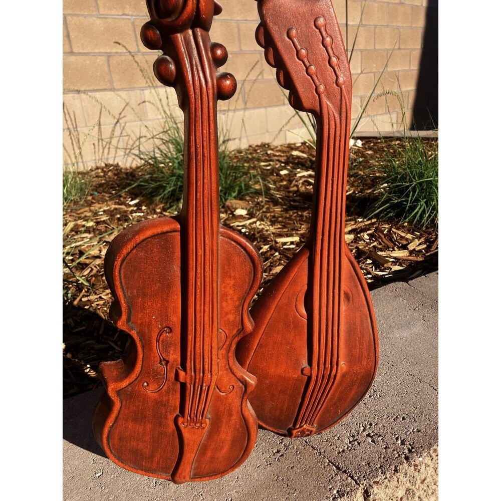 VTG 70’s Royal Cast Metal Mandolin & Violin Wall Hanging Decor 17”